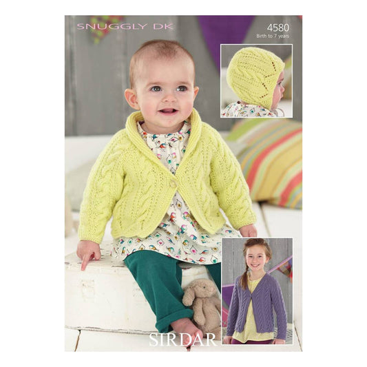 Knitting Pattern 4580 - Cardigans & Bonnet in Snuggly DK