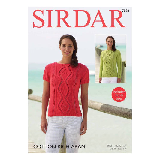 Knitting Pattern 7888 - Sweater in Cotton Rich Aran