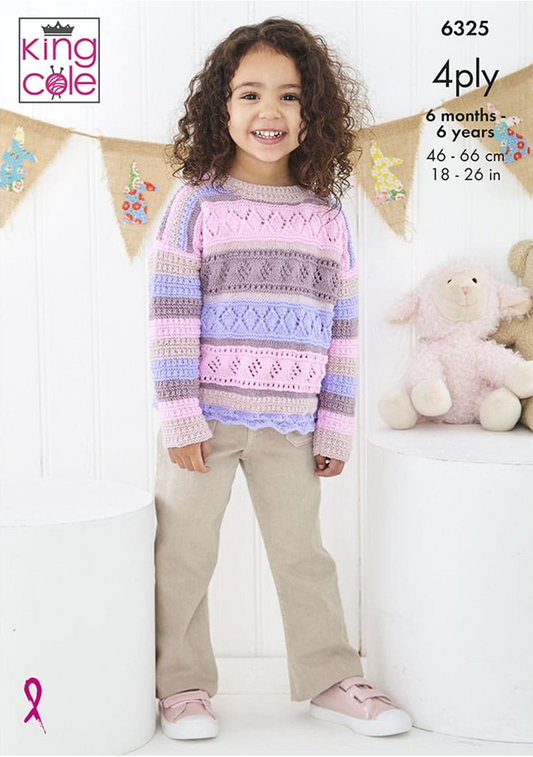 Knitting Pattern 6325 - Sweater and Cardigan knitted in Cherished 4ply