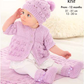 Knitting Pattern 6327 - Matinee Coat, Cardigan, Hats, Bootees and Blanket knitted in Glitz DK