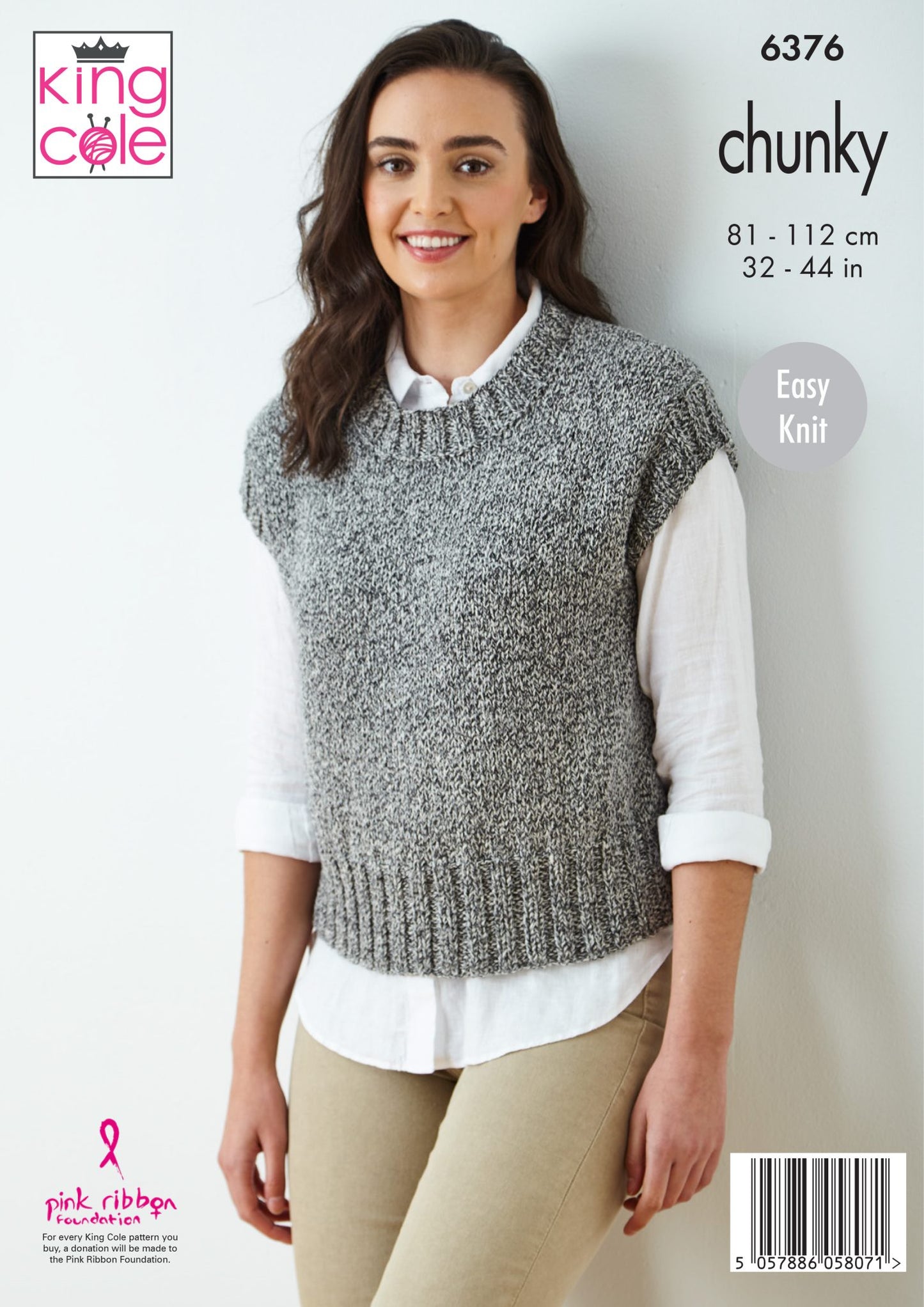 Knitting Pattern 6376 - Sweater and Vest Top knitted in Simply Denim Chunky