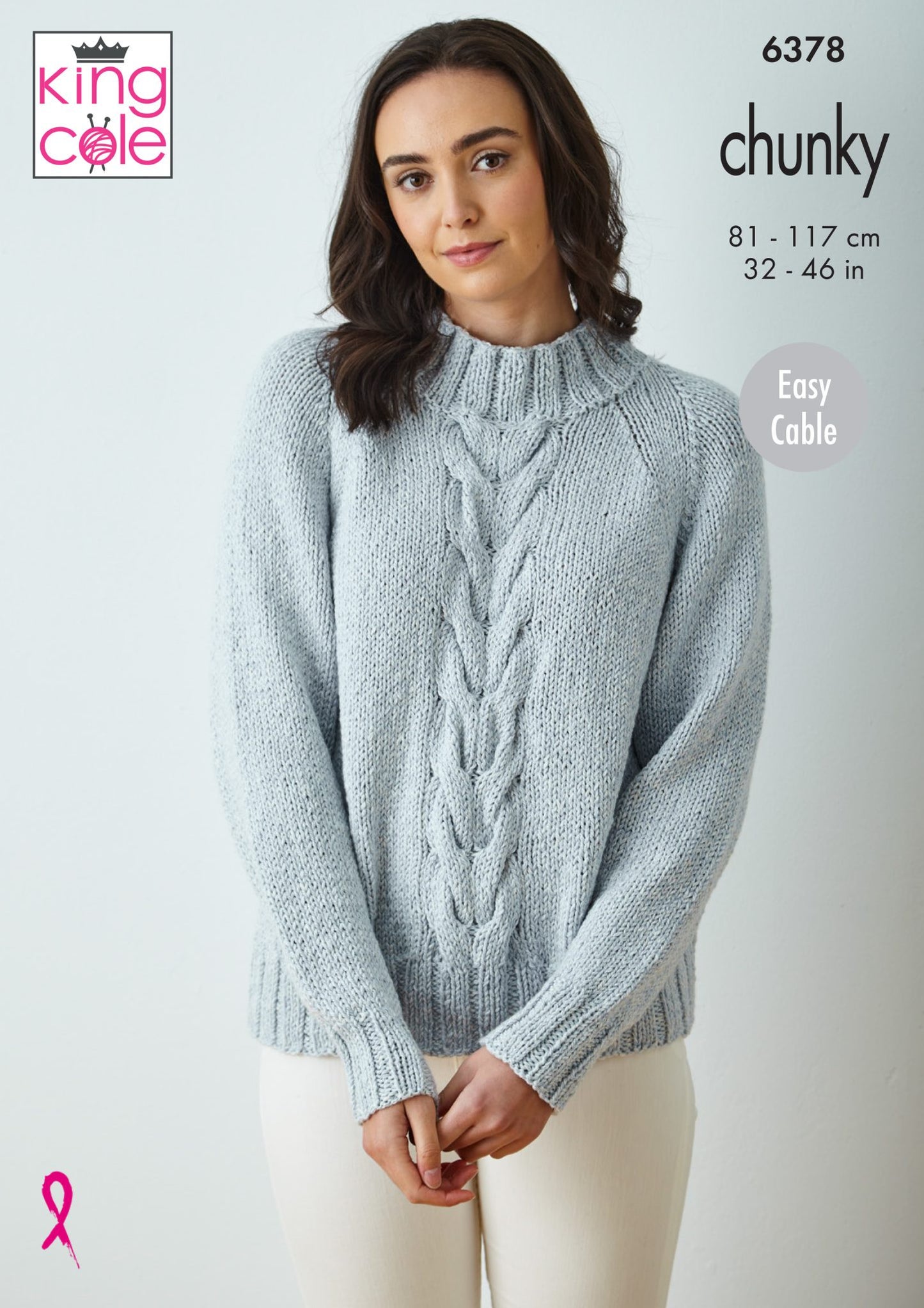 Knitting Pattern 6378 - Cape Top and Oversized Cable Sweater knitted in Simply Denim Chunky