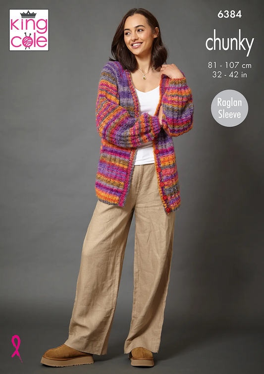 Knitting Pattern 6384 - Sweater & Cardigan in Flair Chunky