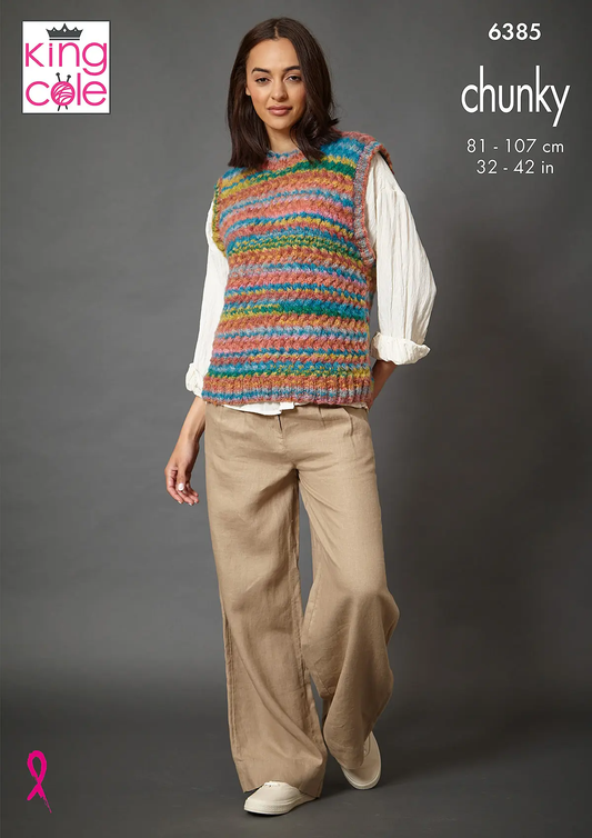 Knitting Pattern 6385 - Sweater & Tank Top in Flair Chunky