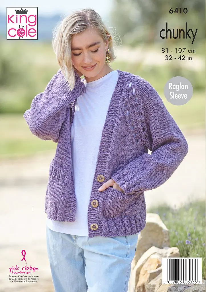 Knitting Pattern 6410 - Ladies’ Cardigans knitted in Dalesway Chunky