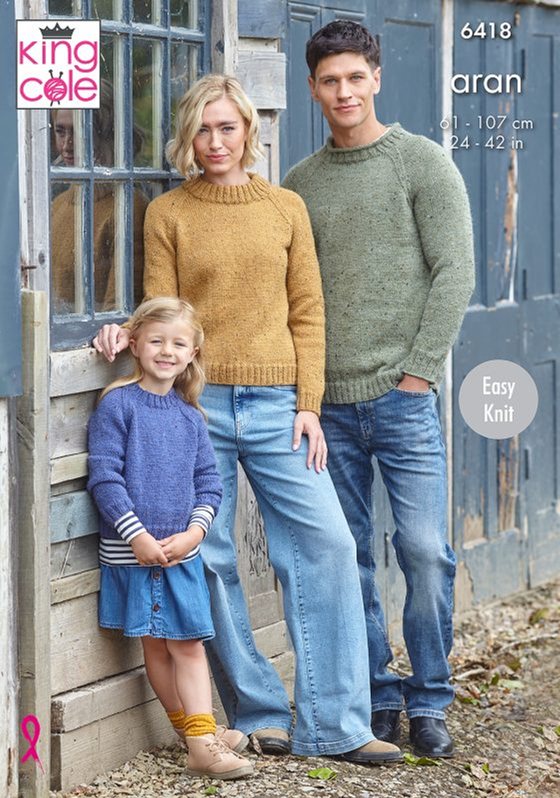 Knitting Pattern 6418 - Family Sweaters in Homespun Aran