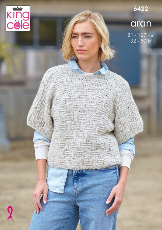 Knitting Pattern 6422 - Ladies Sweater in Homespun Aran