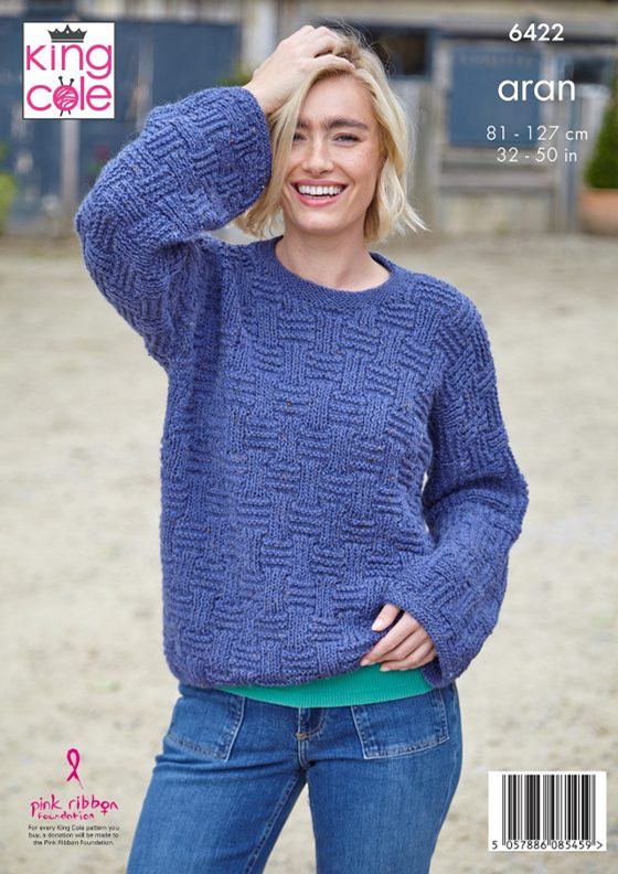 Knitting Pattern 6422 - Ladies Sweater in Homespun Aran