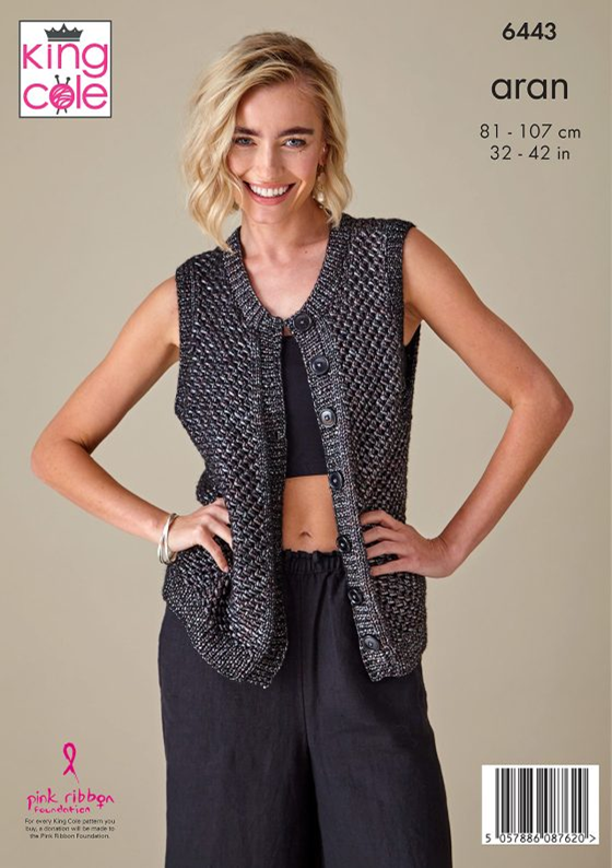 Knitting Pattern 6443 - Waistcoat and Top knitted in Firefly Aran