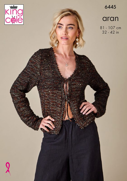 Knitting Pattern 6445 - Tank Top and Cardigan knitted in Firefly Aran