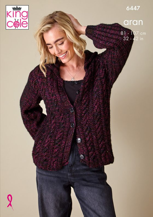 Knitting Pattern 6447 - Sweater & Cardigan in Firefly Aran