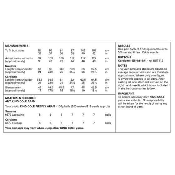 Knitting Pattern 6447 - Sweater & Cardigan in Firefly Aran