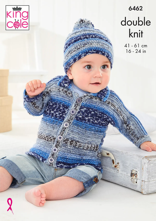 Knitting Pattern 6462 - Cardigan & Hat in Fjord Baby DK