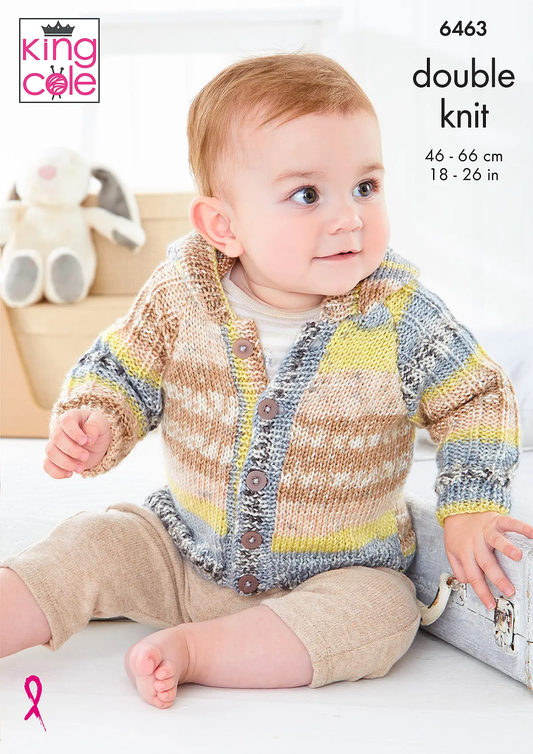 Knitting Pattern 6463 - Jackets in Fjord Baby DK