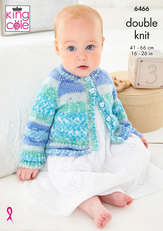 Knitting Pattern 6466 - Cardigans in Fjord Baby DK