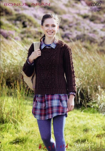 Knitting Pattern 7060 - Sweater in Bonus Aran