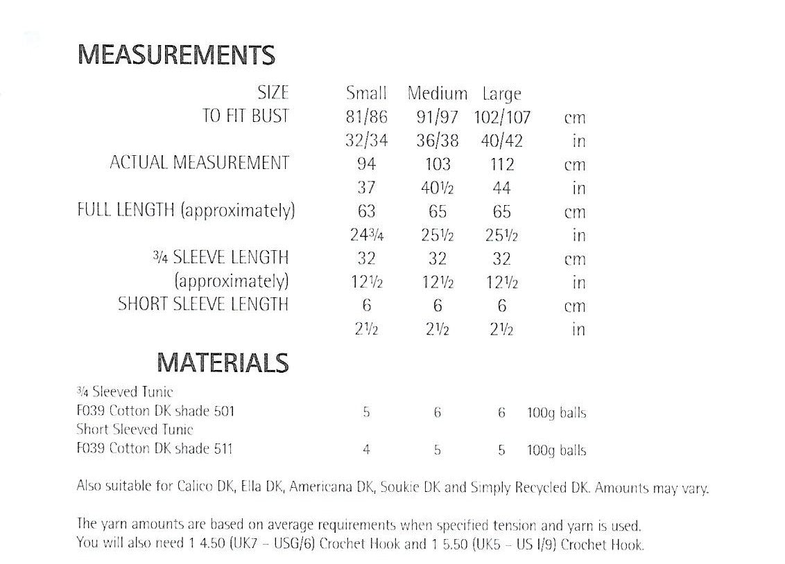 Crochet Pattern 7076 - Tunic in Sirdar Cotton DK