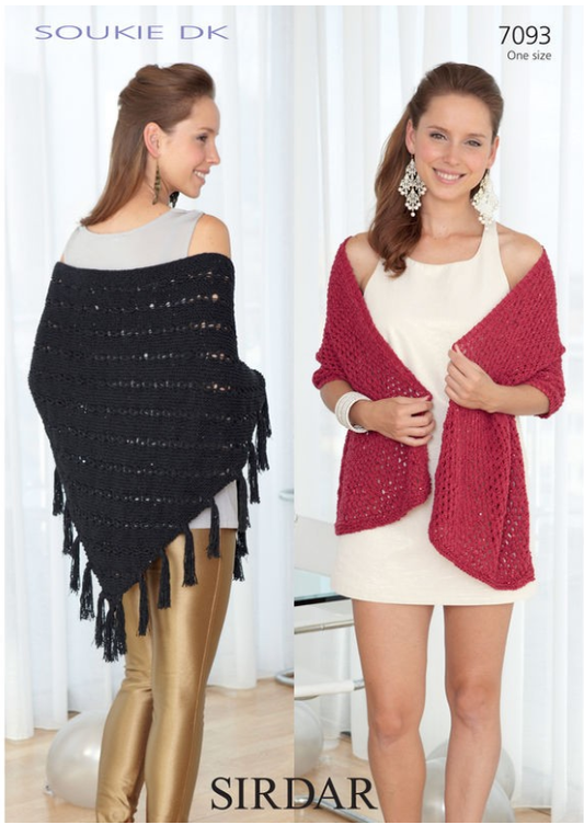 Knitting Pattern 7093 - Women's Wrap & Shawl in Soukie DK