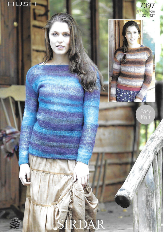 Knitting Pattern 7097 - Sweaters in Sirdar Hush Lace Weight