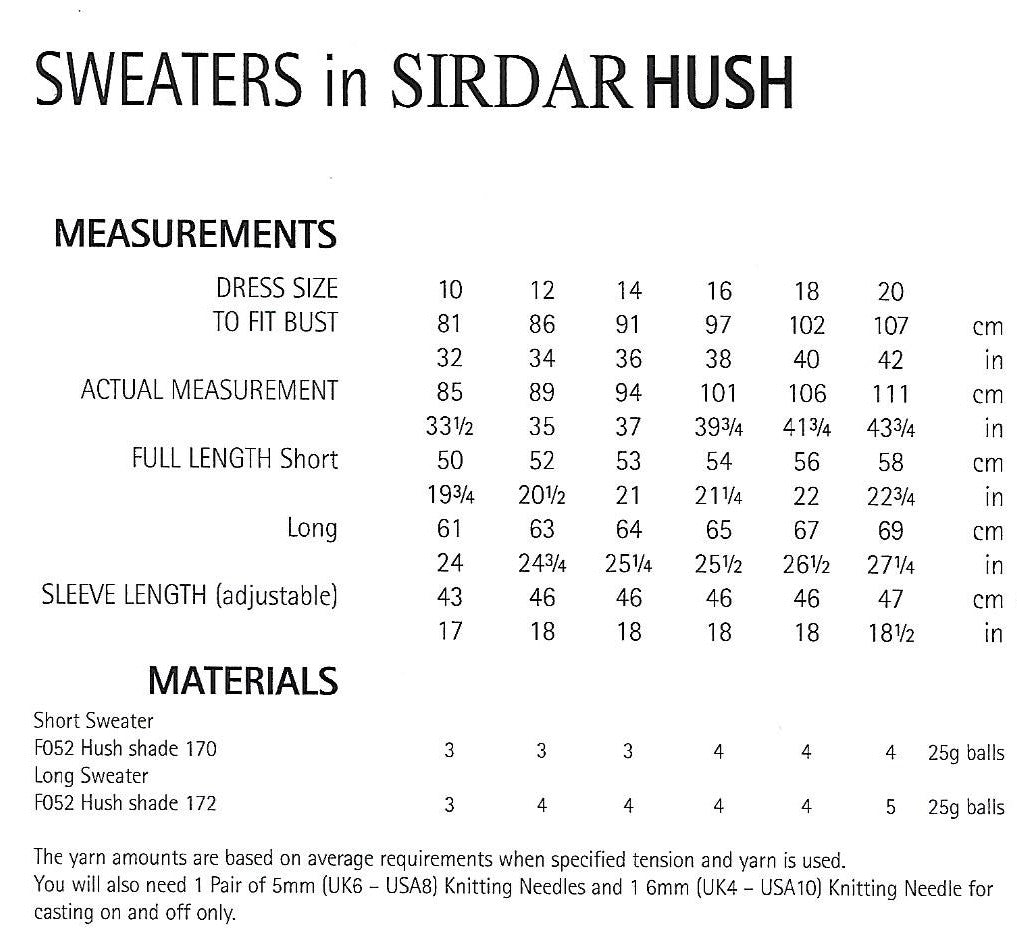 Knitting Pattern 7097 - Sweaters in Sirdar Hush Lace Weight