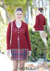 Crochet Pattern 7113 - Cardigan in Country Style 4 Ply