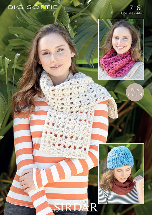 Crochet Pattern 7161 - Hat, Snood, & Scarf in Sirdar Big Softie