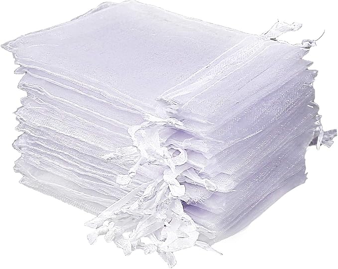 White Organza Drawstring Bag - 9cm x 7cm