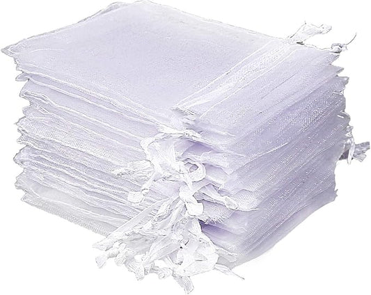 White Organza Drawstring Bag - 9cm x 7cm