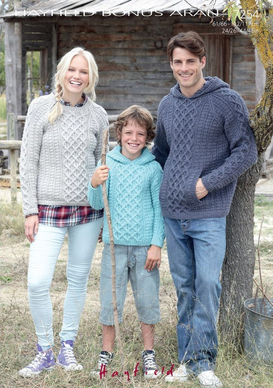 Knitting Pattern 7254 - Sweaters in Bonus Aran