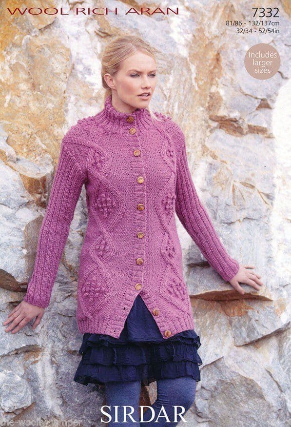 Knitting Pattern - 7332 - Jacket in Wool Rich Aran