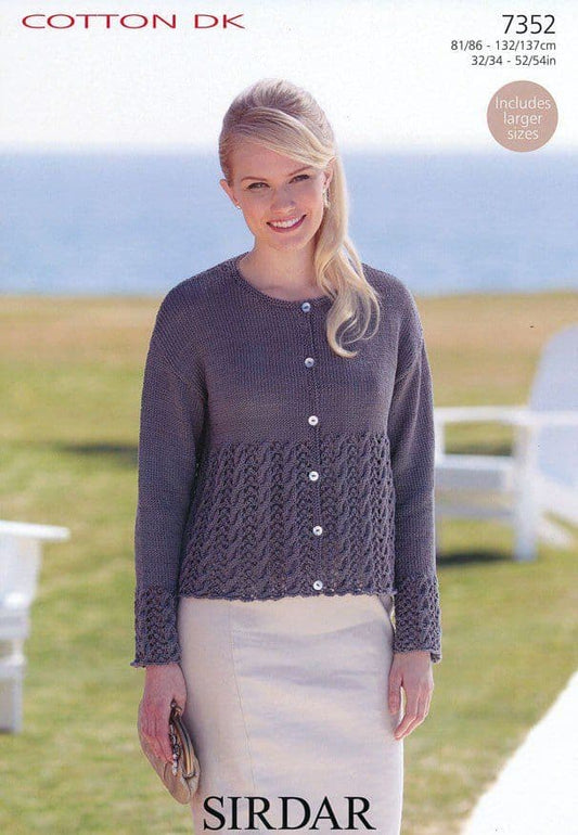 Knitting Pattern 7352 - Womans Cardigan in Cotton DK