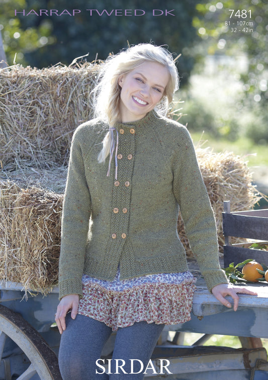 Knitting Pattern 7481 - Jacket in Sirdar Harrap Tweed DK