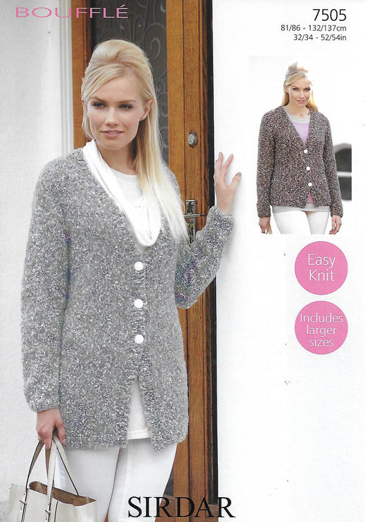 Knitting Pattern 7505 - Cardigans in Sirdar Bouffle