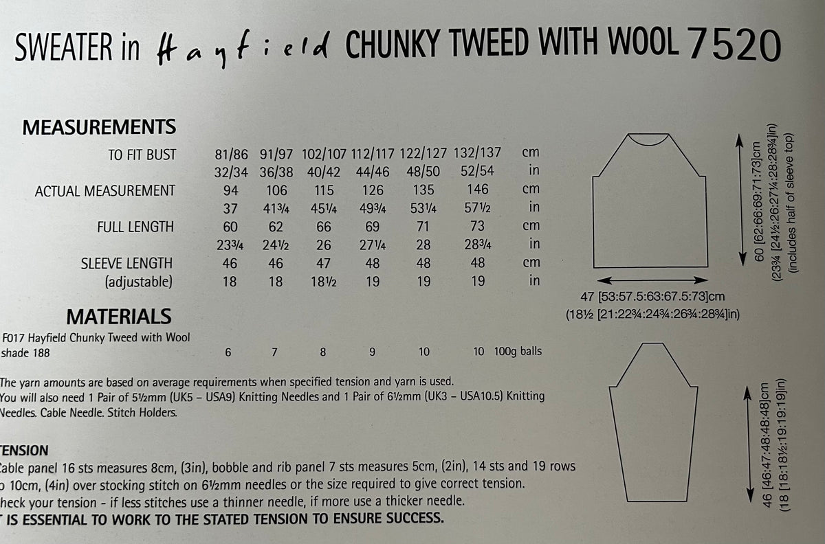 Knitting Pattern 7520 - Sweater in Chunky Tweed with Wool