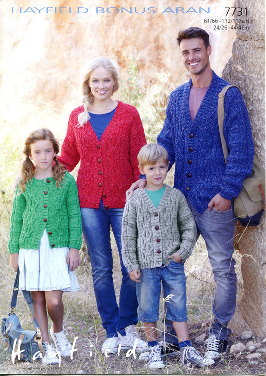 Knitting Pattern 7731 - Cardigans in Bonus Aran