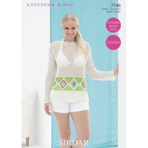 Crochet Pattern 7746 - Long Top in Cotton 4 Ply