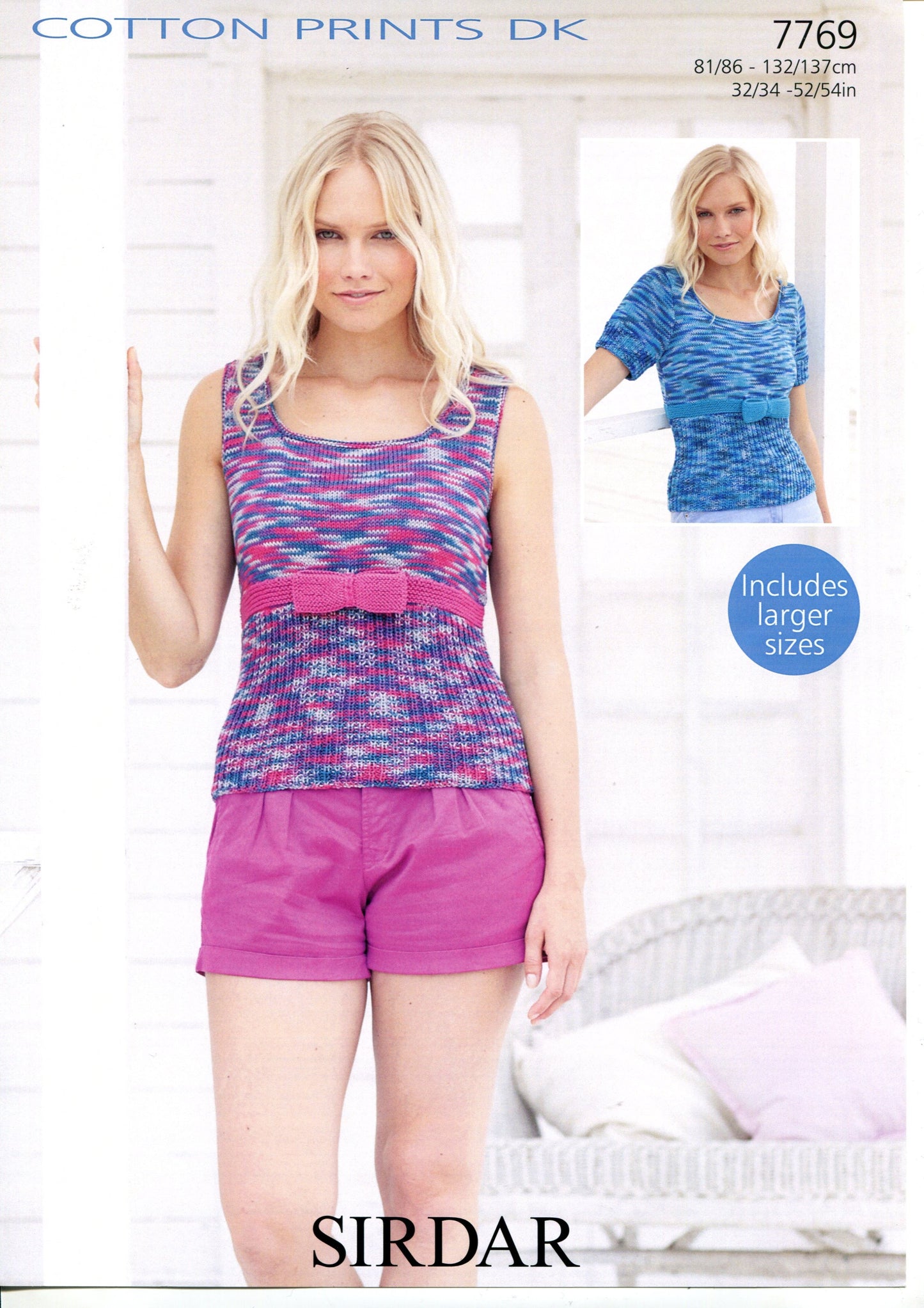 Knitting Pattern 7769 - Tops in Cotton Prints DK & Cotton DK