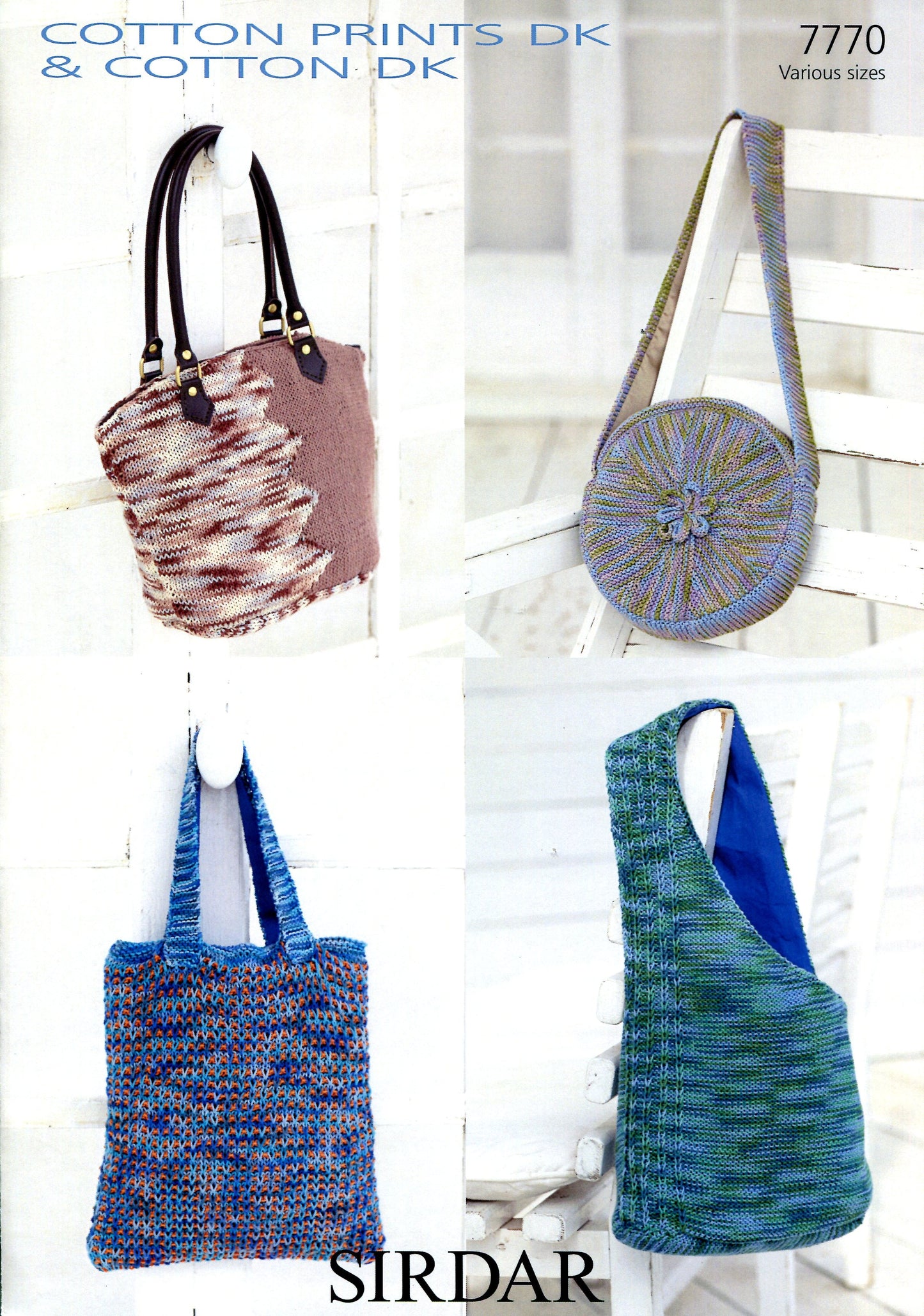 Knitting Pattern 7770 - Bags in Sirdar Cotton Prints DK & Cotton DK