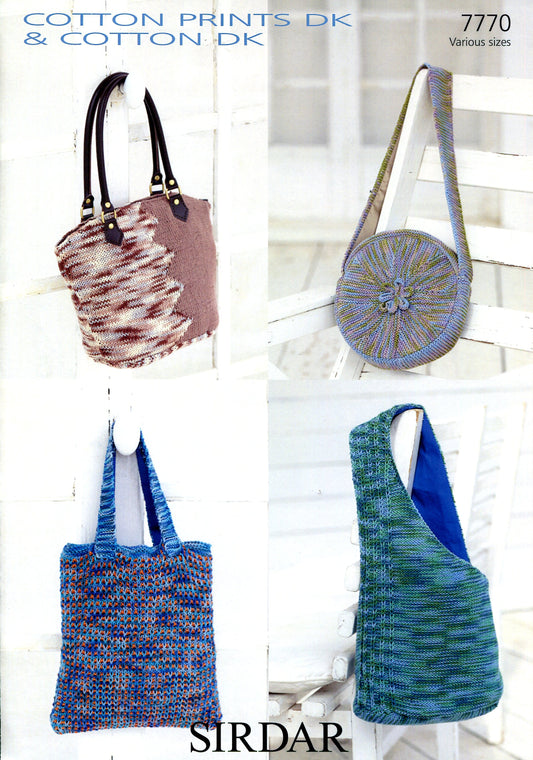 Knitting Pattern 7770 - Bags in Sirdar Cotton Prints DK & Cotton DK