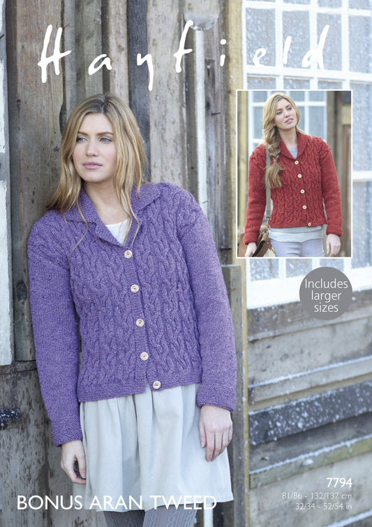 Knitting Pattern 7794 - Jackets/Cardigans in Bonus Aran Tweed