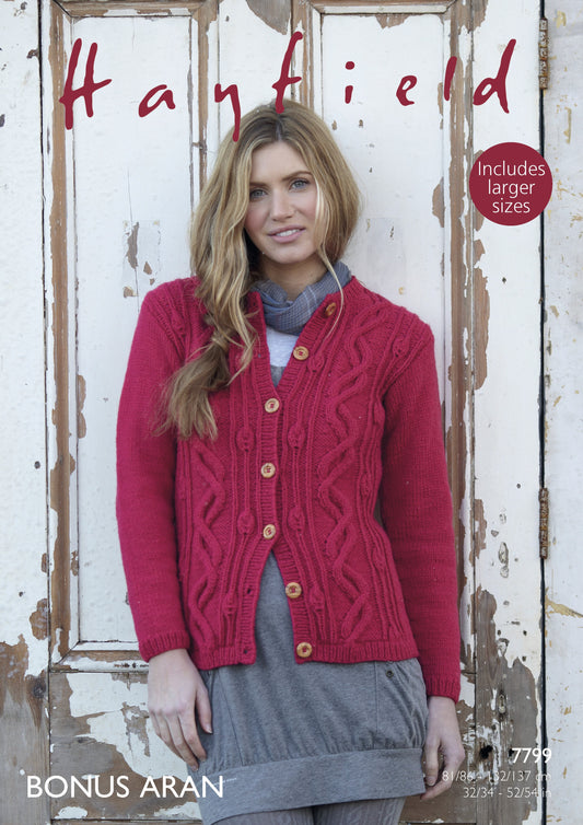 Knitting Pattern 7799 - Cardigan in Bonus Aran