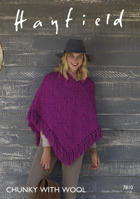 Knitting Pattern 7810 - Poncho in Chunky With Wool