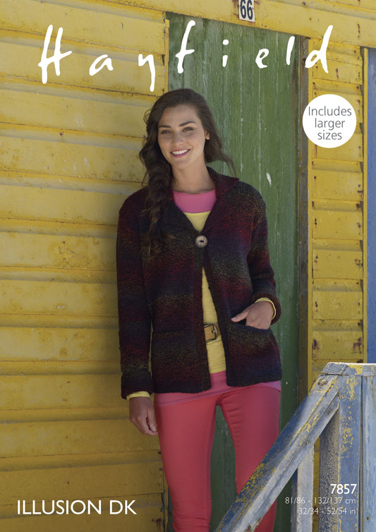 Knitting Pattern 7857 - Jacket in Illusion DK