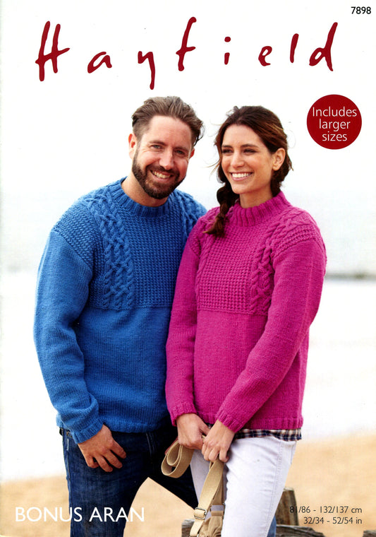 Knitting Pattern 7898 - Sweaters in Bonus Aran