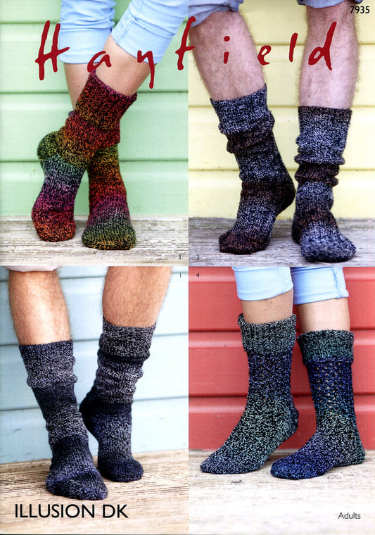 Knitting Pattern 7935 - Socks in Illusion DK