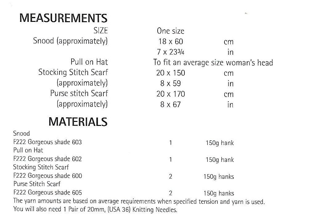 Knitting Pattern 7964 - Snood, Hat, & Scarves in Sirdar Gorgeous