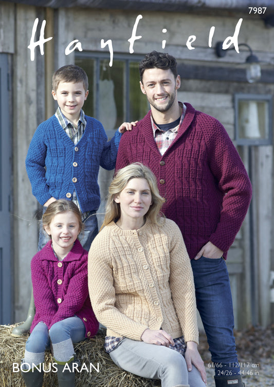 Knitting Pattern 7987 - Cardigans in Bonus Aran