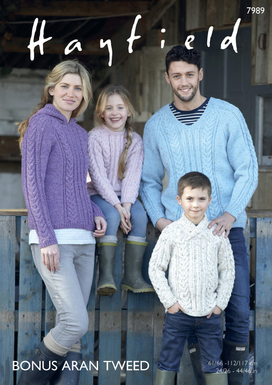 Knitting Pattern 7989 - Family Sweaters in Bonus Aran Tweed
