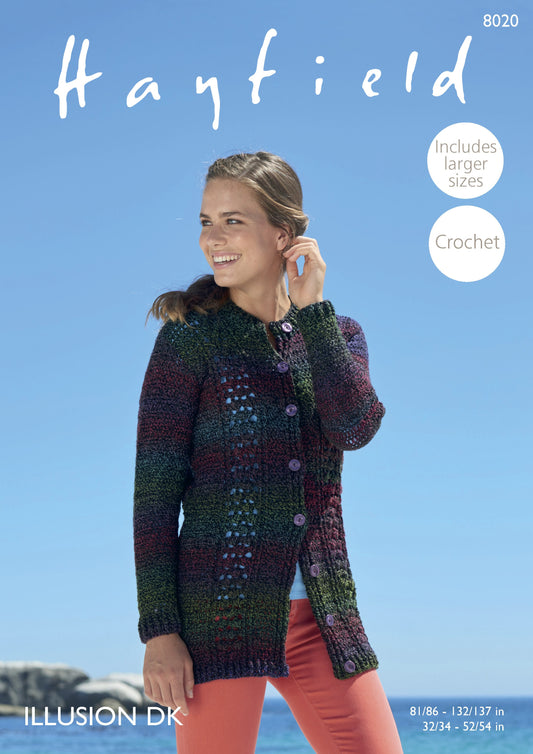 Crochet Pattern 8020 - Cardigan in Illusion DK