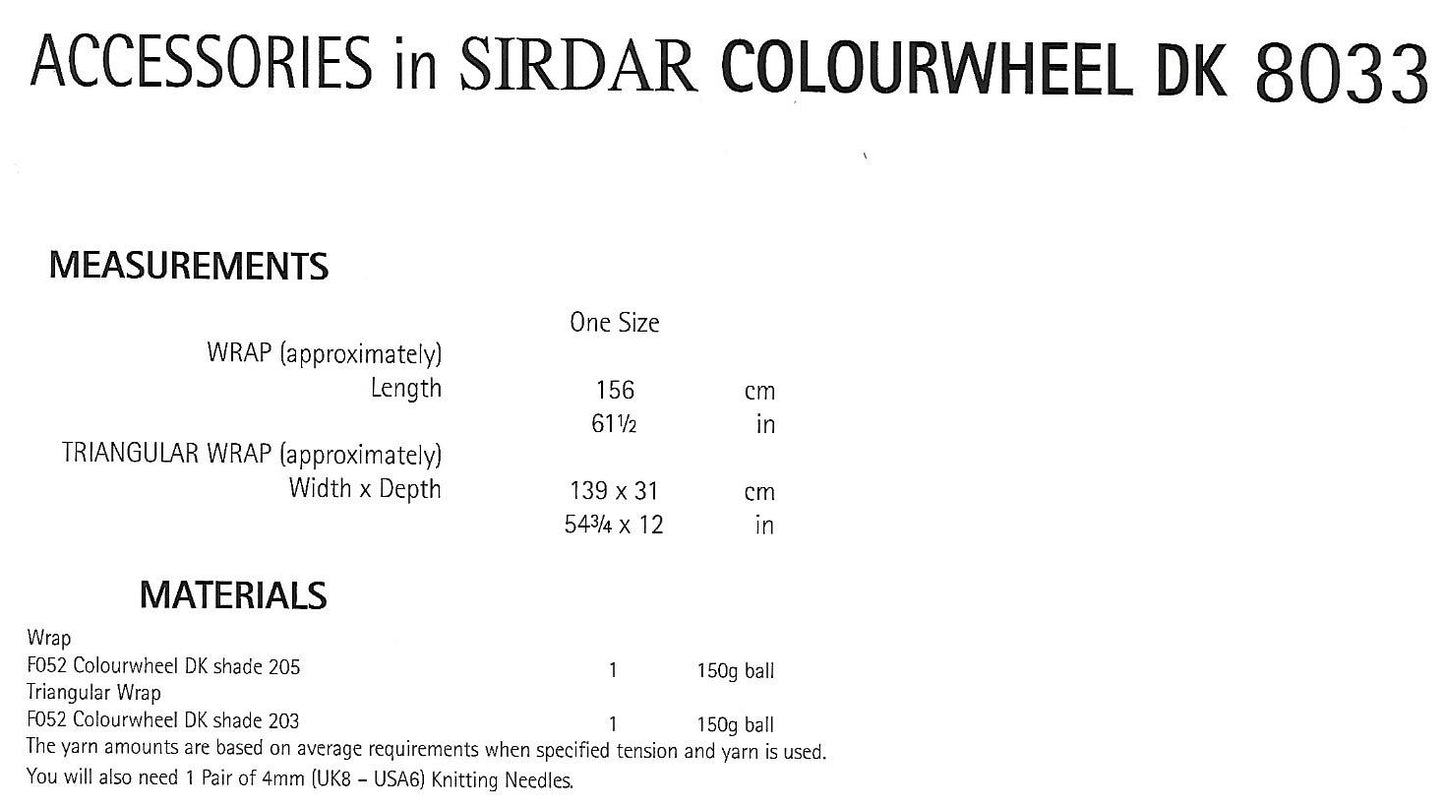Knitting Pattern 8033  - Wraps in Colourwheel DK